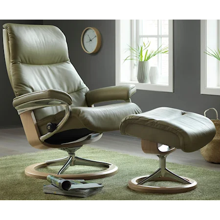 Medium Reclining Chair & Ottoman with Signature Base